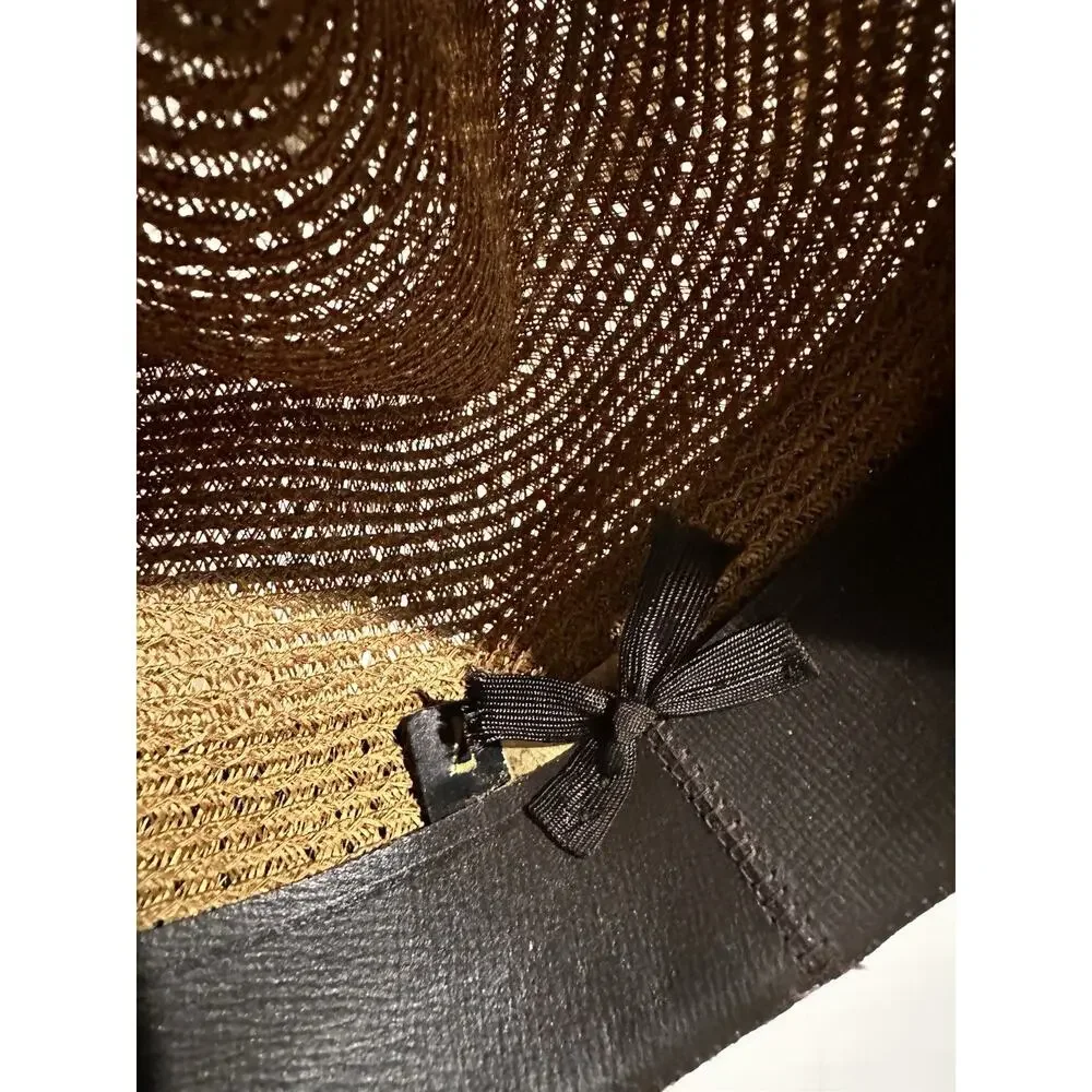 Vintage Resistol Imported Venetian Straw Fedora Size 7 Black Gold Striped Band